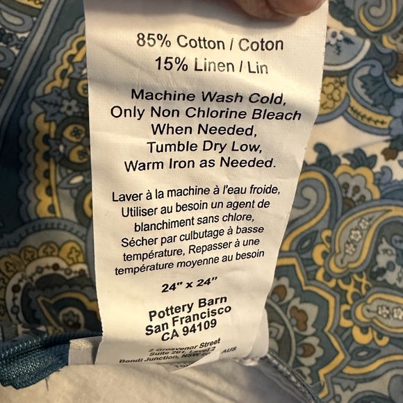 Pottery Barn Mansfield Blue Paisely Square Pillow Covers - Picture 14 of 15